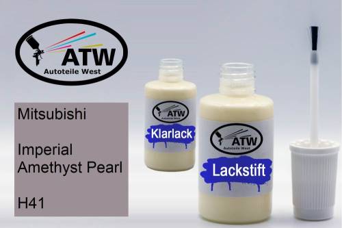 Mitsubishi, Imperial Amethyst Pearl, H41: 20ml Lackstift + 20ml Klarlack - Set, von ATW Autoteile West.